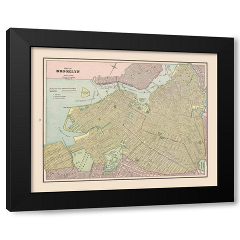 Brooklyn  New York - Cram 1892 Black Modern Wood Framed Art Print by Cram