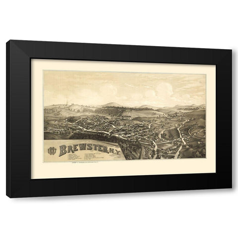 Brewster New York - Burleigh 1887  Black Modern Wood Framed Art Print by Burleigh