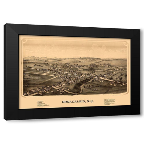 Broadalbin New York - Burleigh 1880  Black Modern Wood Framed Art Print with Double Matting by Burleigh