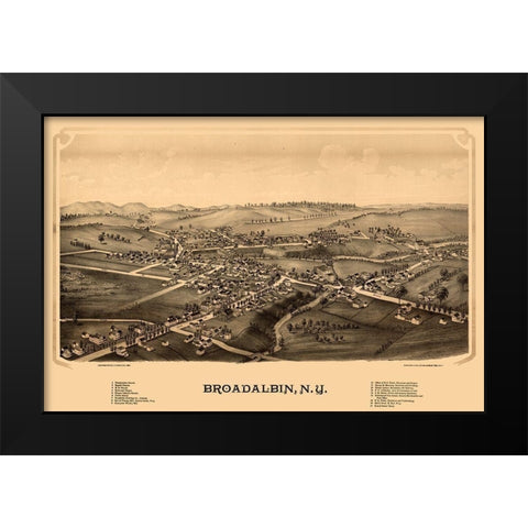 Broadalbin New York - Burleigh 1880  Black Modern Wood Framed Art Print by Burleigh