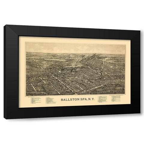 Ballston Spa New York - Fausel 1890  Black Modern Wood Framed Art Print with Double Matting by Fausel