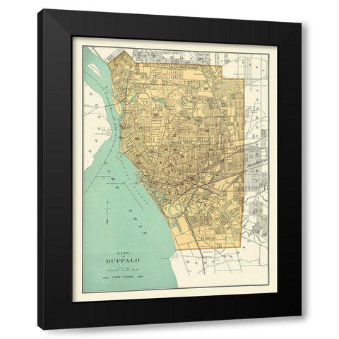 Buffalo New York Black Modern Wood Framed Art Print by Bien