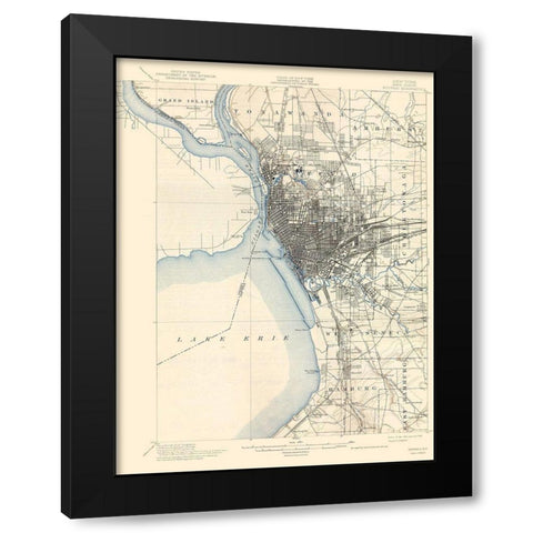 Buffalo New York Quad - USGS 1901 Black Modern Wood Framed Art Print with Double Matting by USGS