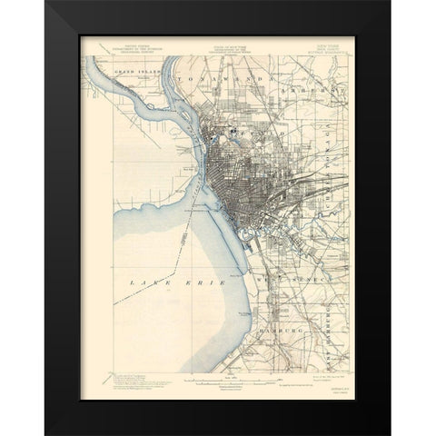 Buffalo New York Quad - USGS 1901 Black Modern Wood Framed Art Print by USGS