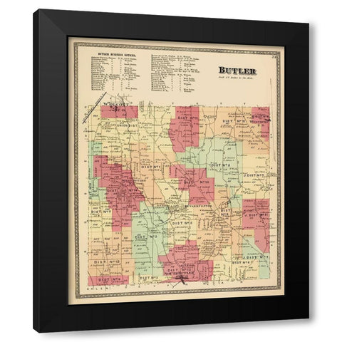 Butler New York Landowner - Beers 1874 Black Modern Wood Framed Art Print with Double Matting by Beers