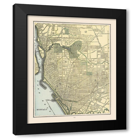 Buffalo  New York - Cram 1892 Black Modern Wood Framed Art Print with Double Matting by Cram