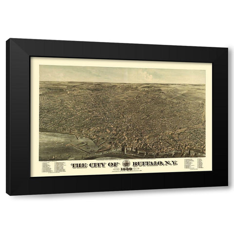 Buffalo New York - Hutchinson 1880  Black Modern Wood Framed Art Print with Double Matting by Hutchinson