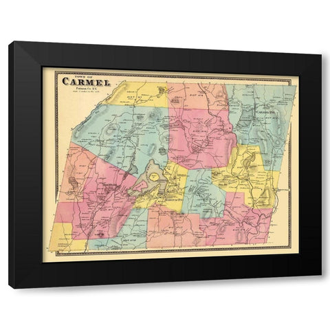 Carmel New York Landowner - Beers 1868 Black Modern Wood Framed Art Print by Beers