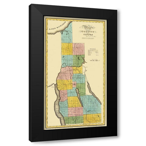 Cayuga New York Landowner - Burr 1829 Black Modern Wood Framed Art Print with Double Matting by Burr