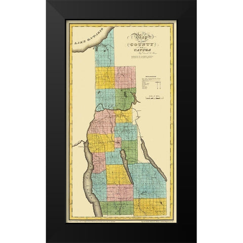 Cayuga New York Landowner - Burr 1829 Black Modern Wood Framed Art Print by Burr