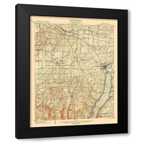 Canandaigua New York Quad - USGS 1903 Black Modern Wood Framed Art Print with Double Matting by USGS