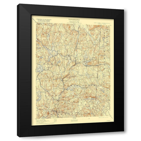 Carmel New York Sheet - USGS 1894 Black Modern Wood Framed Art Print with Double Matting by USGS