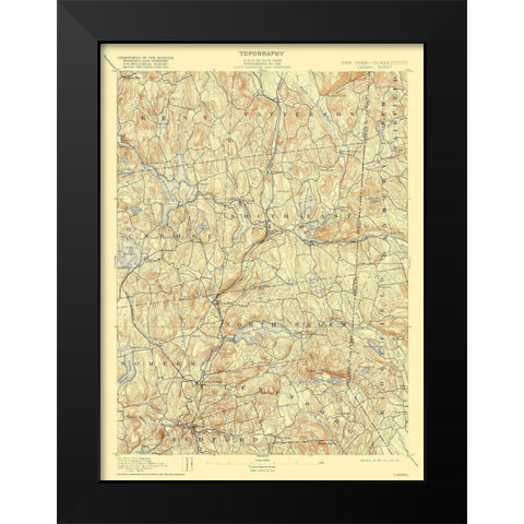 Carmel New York Sheet - USGS 1894 Black Modern Wood Framed Art Print by USGS