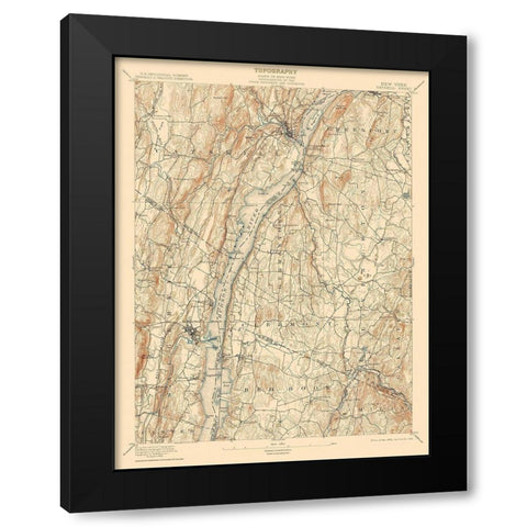 Catskill New York Sheet - USGS 1895 Black Modern Wood Framed Art Print by USGS
