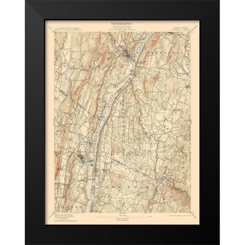 Catskill New York Sheet - USGS 1895 Black Modern Wood Framed Art Print by USGS