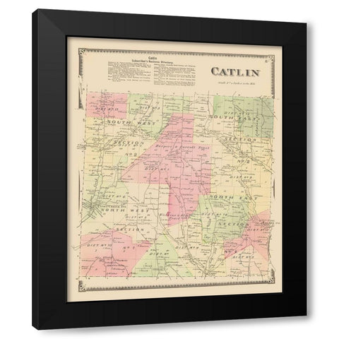 Catlin New York Landowner - Beers 1869 Black Modern Wood Framed Art Print with Double Matting by Beers
