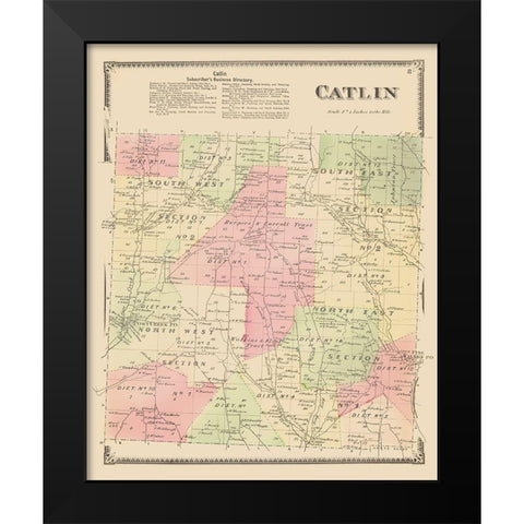 Catlin New York Landowner - Beers 1869 Black Modern Wood Framed Art Print by Beers