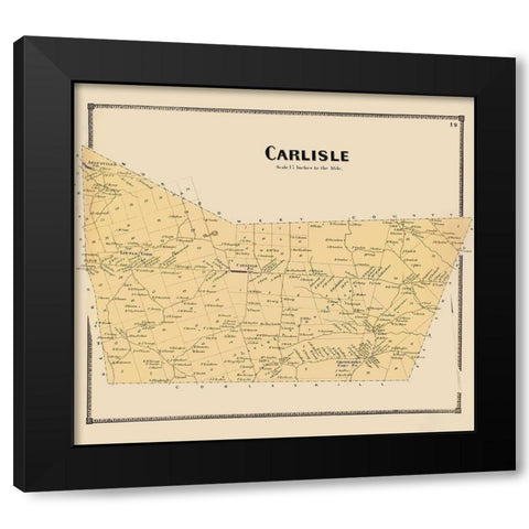 Carlisle New York Landowner - Beers 1866 Black Modern Wood Framed Art Print with Double Matting by Beers