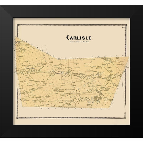 Carlisle New York Landowner - Beers 1866 Black Modern Wood Framed Art Print by Beers