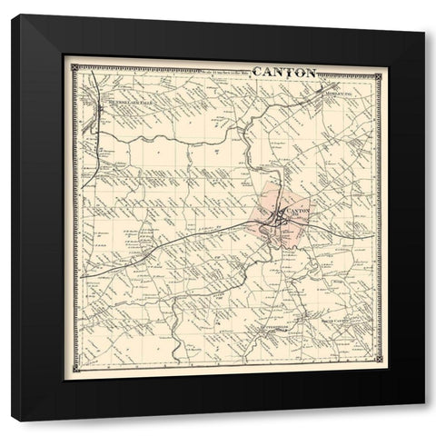 Canton New York Landowner - Stone 1865 Black Modern Wood Framed Art Print by Stone