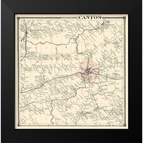 Canton New York Landowner - Stone 1865 Black Modern Wood Framed Art Print by Stone