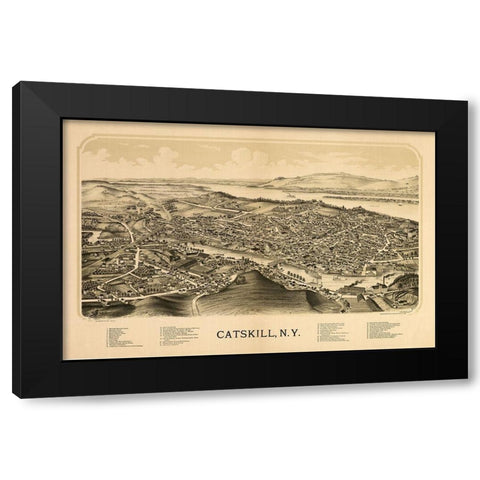 Catskill New York - Burleigh 1889  Black Modern Wood Framed Art Print with Double Matting by Burleigh