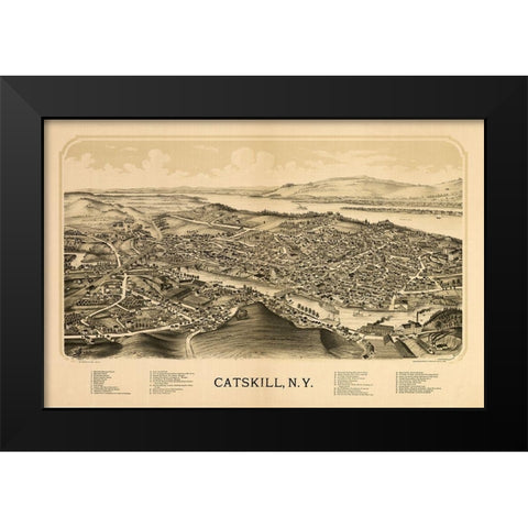 Catskill New York - Burleigh 1889  Black Modern Wood Framed Art Print by Burleigh