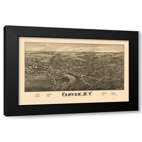 Canton New York - Burleigh 1885  Black Modern Wood Framed Art Print by Burleigh