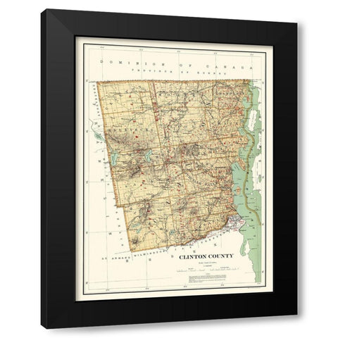 Clinton New York Landowner - Bien 1895 Black Modern Wood Framed Art Print by Bien