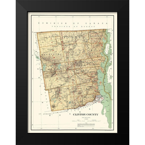 Clinton New York Landowner - Bien 1895 Black Modern Wood Framed Art Print by Bien