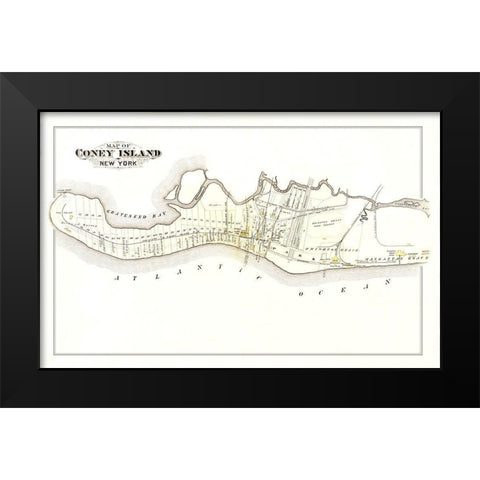 Coney Island New York Landowner - Edsall 1880 Black Modern Wood Framed Art Print by Edsall
