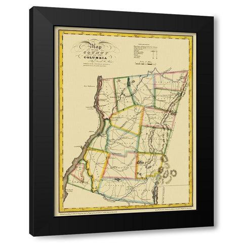 Columbia New York - Burr 1829 Black Modern Wood Framed Art Print with Double Matting by Burr