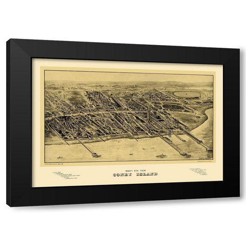 Coney Island New York - Mark 1906 Black Modern Wood Framed Art Print with Double Matting by Mark