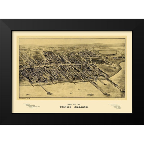 Coney Island New York - Mark 1906 Black Modern Wood Framed Art Print by Mark