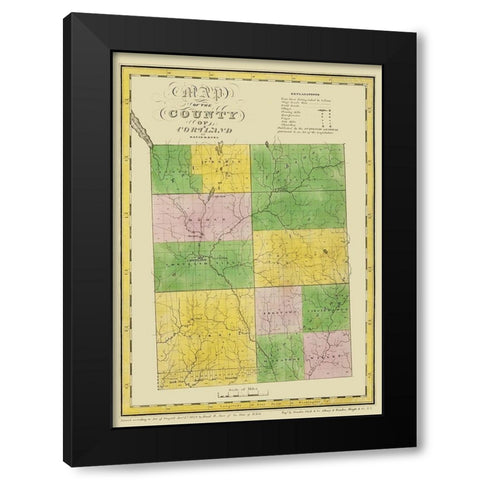Cortland New York Landowner - Burr 1829 Black Modern Wood Framed Art Print by Burr