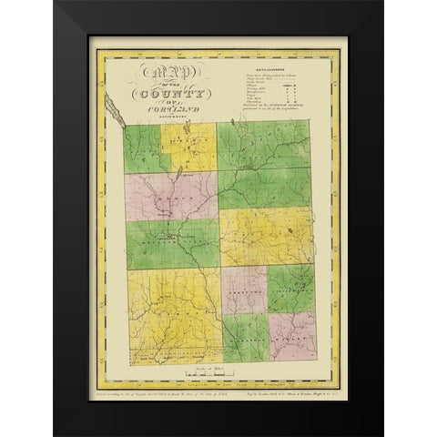 Cortland New York Landowner - Burr 1829 Black Modern Wood Framed Art Print by Burr