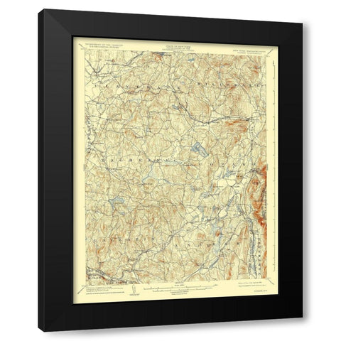 Copake New York Massachetts Quad - USGS 1904 Black Modern Wood Framed Art Print with Double Matting by USGS
