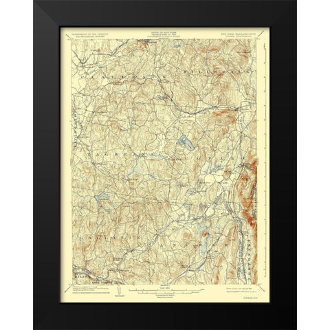 Copake New York Massachetts Quad - USGS 1904 Black Modern Wood Framed Art Print by USGS