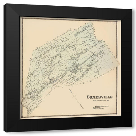 Conesville New York Landowner - Stone 1866 Black Modern Wood Framed Art Print with Double Matting by Stone