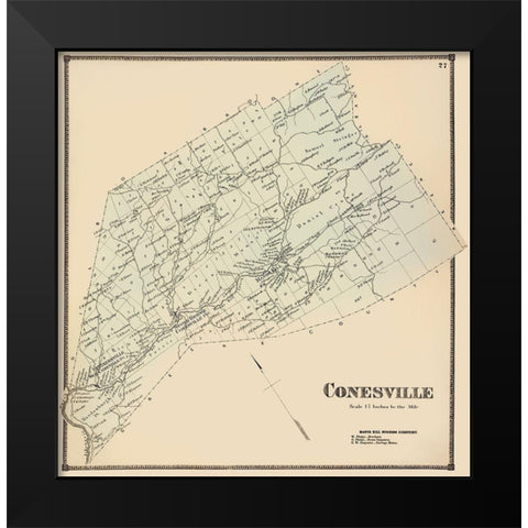 Conesville New York Landowner - Stone 1866 Black Modern Wood Framed Art Print by Stone