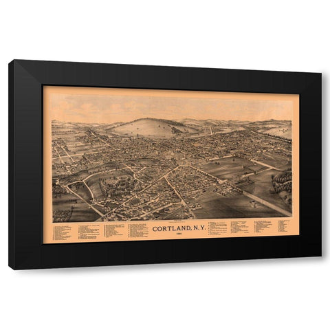 Cortland New York - Burleigh 1894  Black Modern Wood Framed Art Print with Double Matting by Burleigh