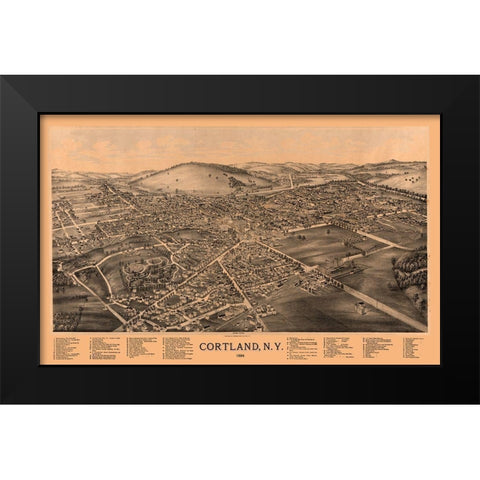 Cortland New York - Burleigh 1894  Black Modern Wood Framed Art Print by Burleigh