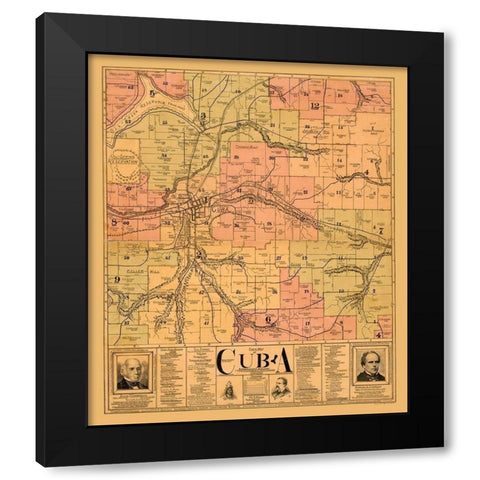 Cuba New York - Minard 1901  Black Modern Wood Framed Art Print with Double Matting by Minard