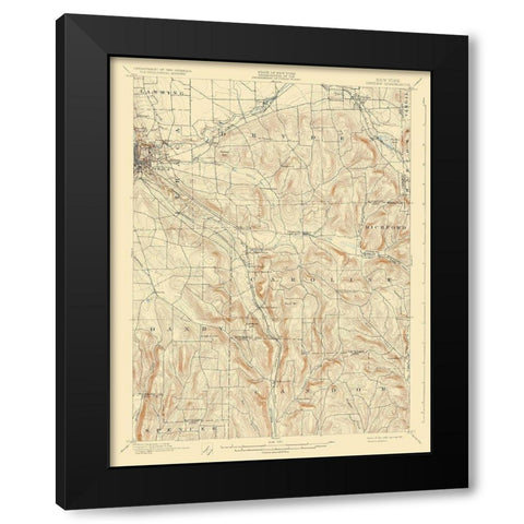 Dryden New York Quad - USGS 1900 Black Modern Wood Framed Art Print by USGS