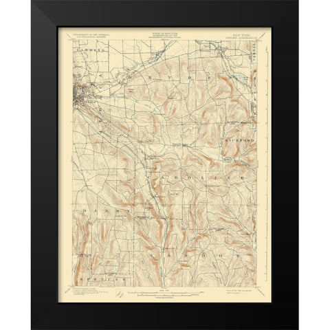 Dryden New York Quad - USGS 1900 Black Modern Wood Framed Art Print by USGS