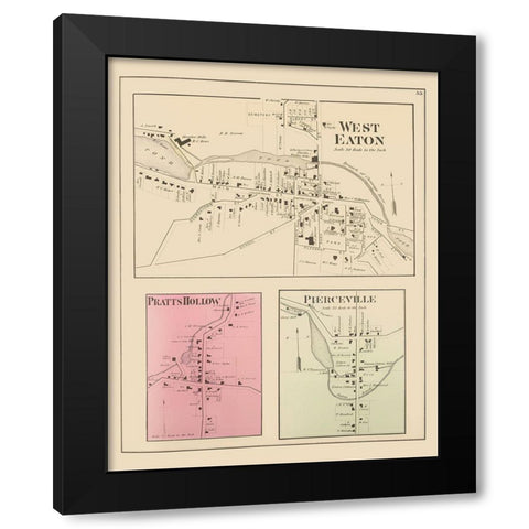 West Eaton New York Landowner - Whitman 1875 Black Modern Wood Framed Art Print with Double Matting by Whitman