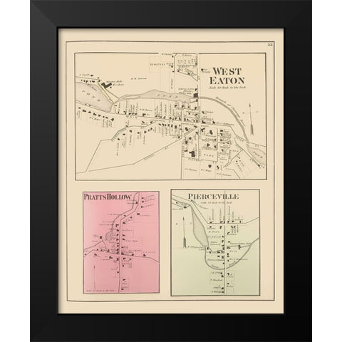 West Eaton New York Landowner - Whitman 1875 Black Modern Wood Framed Art Print by Whitman