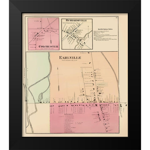 Earlville New York Landowner - Whitman 1875 Black Modern Wood Framed Art Print by Whitman