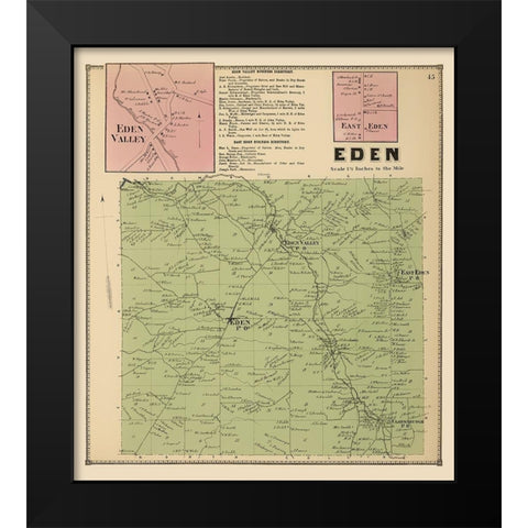 Eden New York Landowner - Stone 1866 Black Modern Wood Framed Art Print by Stone