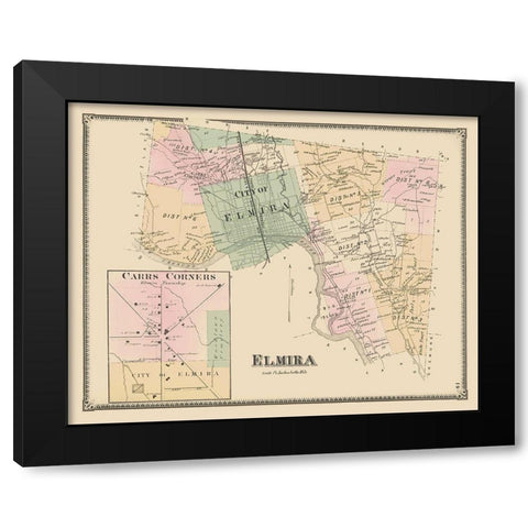 Elmira, Carrs Corner New York Landowner Black Modern Wood Framed Art Print with Double Matting by Beers